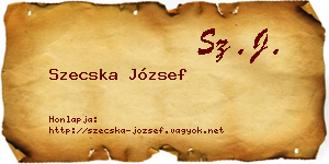 Szecska József névjegykártya